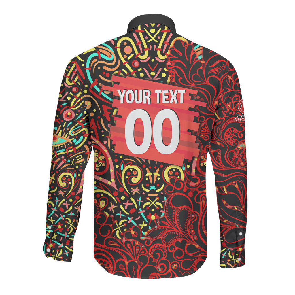 Personalized Melbourne Renegades Cricket Long Sleeve Button Shirt Hippie Psychedelic Pattern Vibrant Mandala Art Style