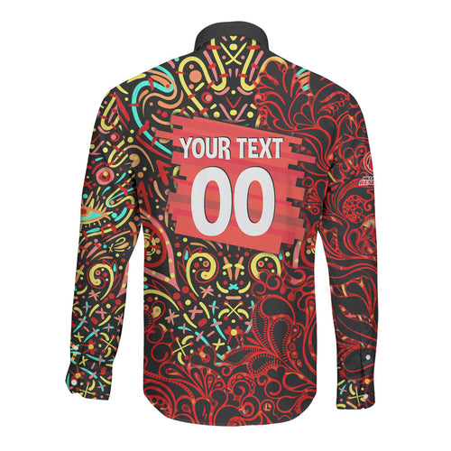 Personalized Melbourne Renegades Cricket Long Sleeve Button Shirt Hippie Psychedelic Pattern Vibrant Mandala Art Style