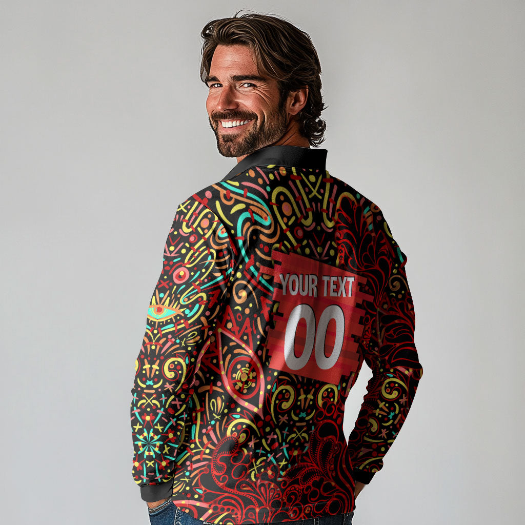 Personalized Melbourne Renegades Cricket Long Sleeve Polo Shirt Hippie Psychedelic Pattern Vibrant Mandala Art Style