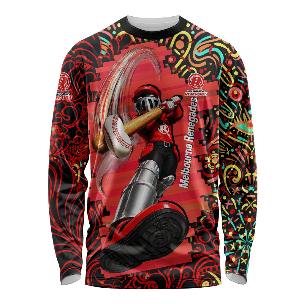 Personalized Melbourne Renegades Cricket Long Sleeve Shirt Hippie Psychedelic Pattern Vibrant Mandala Art Style