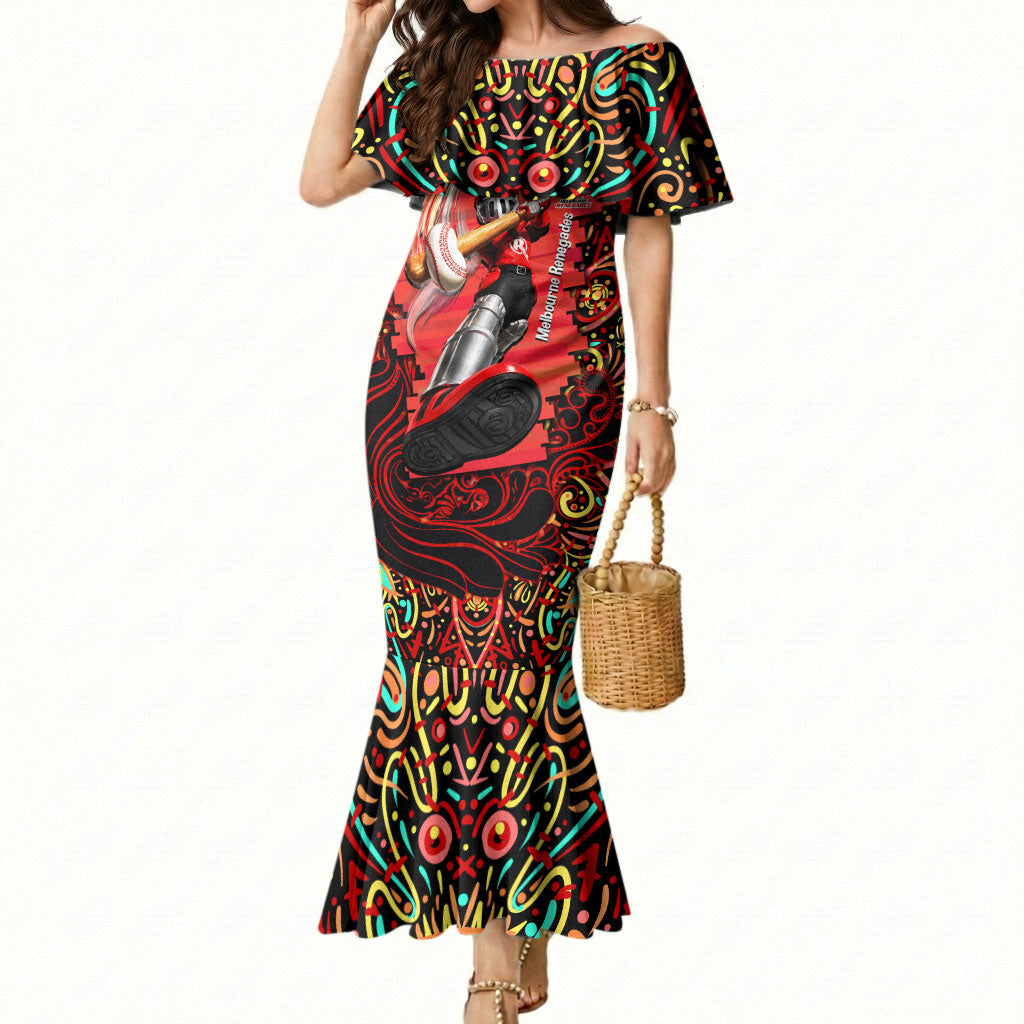 Personalized Melbourne Renegades Cricket Mermaid Dress Hippie Psychedelic Pattern Vibrant Mandala Art Style