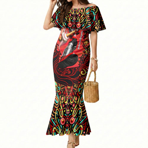 Personalized Melbourne Renegades Cricket Mermaid Dress Hippie Psychedelic Pattern Vibrant Mandala Art Style