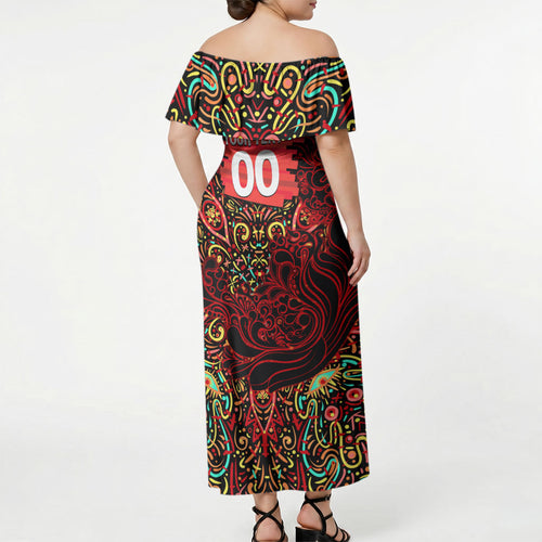 Personalized Melbourne Renegades Cricket Off Shoulder Maxi Dress Hippie Psychedelic Pattern Vibrant Mandala Art Style