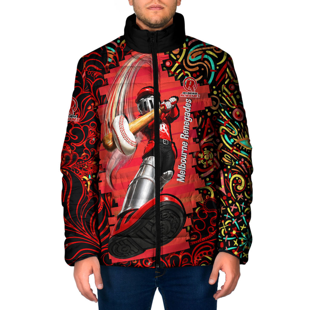 Personalized Melbourne Renegades Cricket Padded Jacket Hippie Psychedelic Pattern Vibrant Mandala Art Style