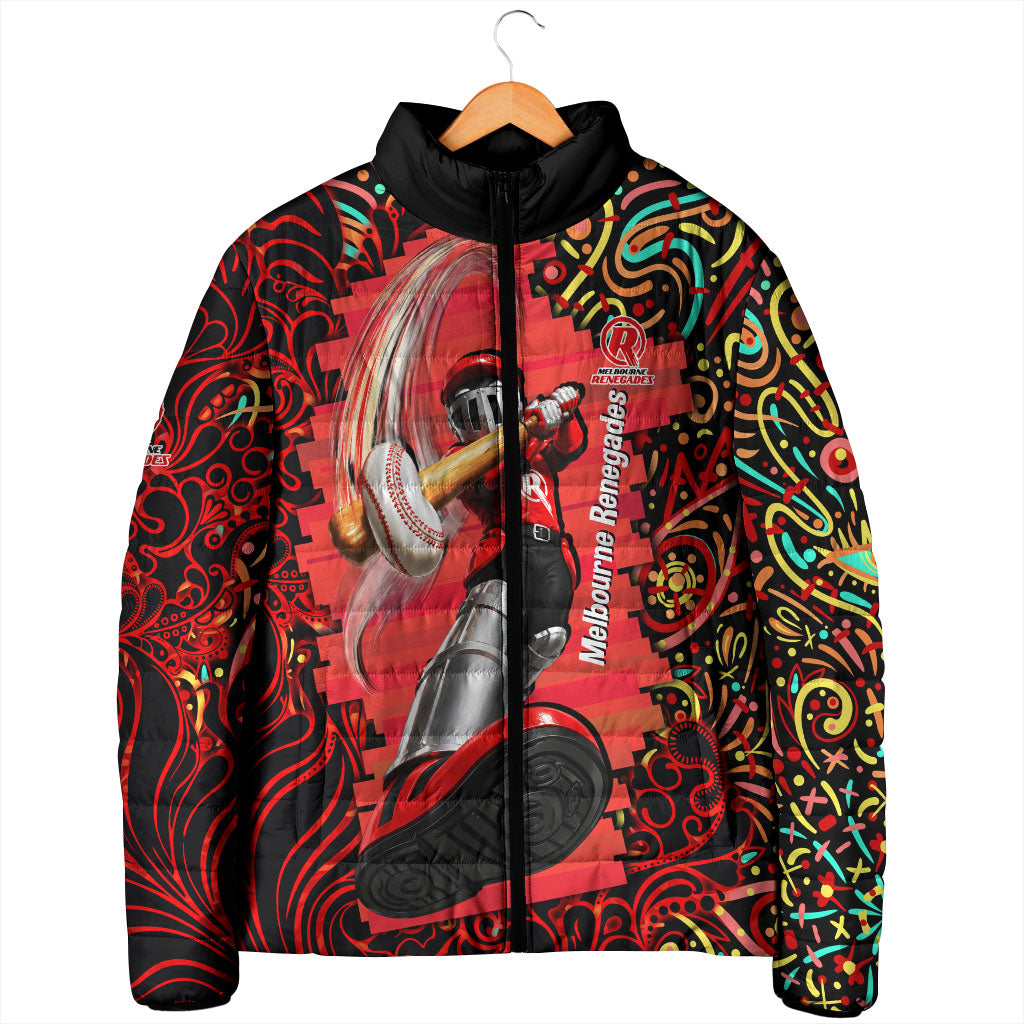 Personalized Melbourne Renegades Cricket Padded Jacket Hippie Psychedelic Pattern Vibrant Mandala Art Style