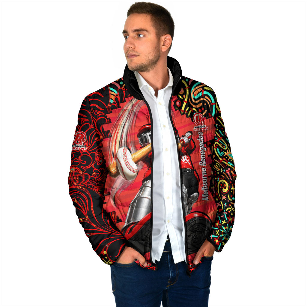 Personalized Melbourne Renegades Cricket Padded Jacket Hippie Psychedelic Pattern Vibrant Mandala Art Style