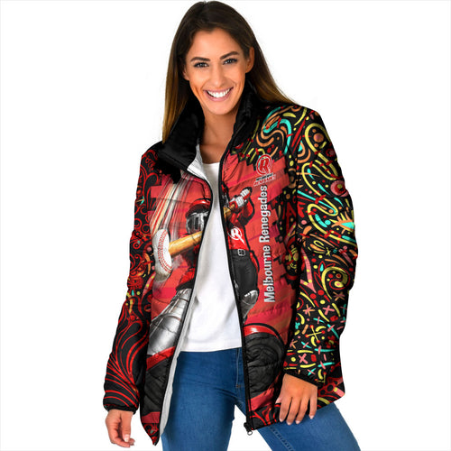 Personalized Melbourne Renegades Cricket Padded Jacket Hippie Psychedelic Pattern Vibrant Mandala Art Style