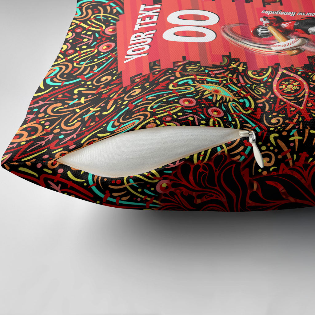 Personalized Melbourne Renegades Cricket Pillow Cover Hippie Psychedelic Pattern Vibrant Mandala Art Style
