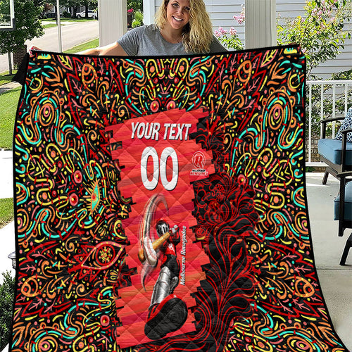 Personalized Melbourne Renegades Cricket Quilt Hippie Psychedelic Pattern Vibrant Mandala Art Style