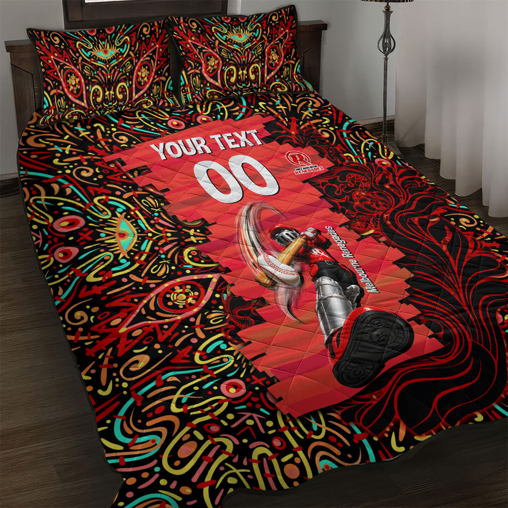 Personalized Melbourne Renegades Cricket Quilt Bed Set Hippie Psychedelic Pattern Vibrant Mandala Art Style
