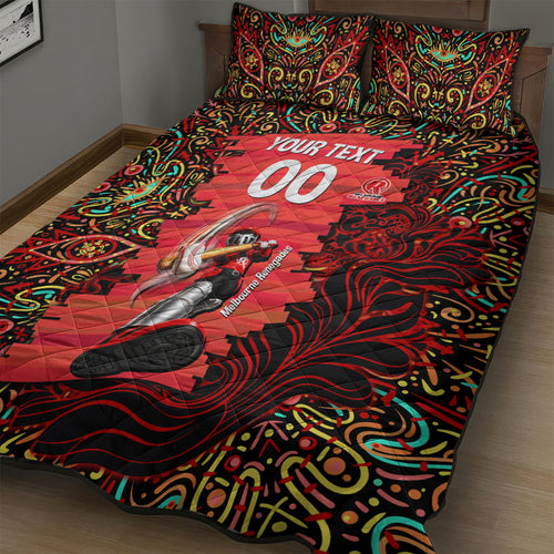 Personalized Melbourne Renegades Cricket Quilt Bed Set Hippie Psychedelic Pattern Vibrant Mandala Art Style