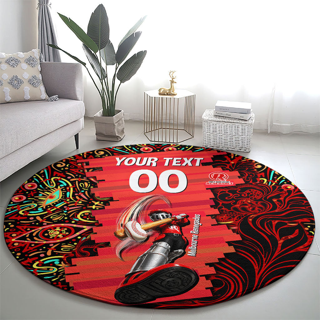 Personalized Melbourne Renegades Cricket Round Carpet Hippie Psychedelic Pattern Vibrant Mandala Art Style