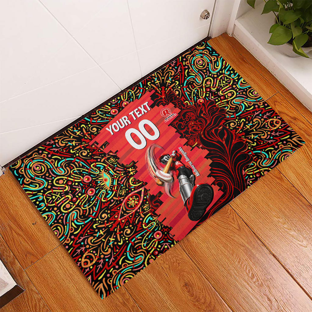 Personalized Melbourne Renegades Cricket Rubber Doormat Hippie Psychedelic Pattern Vibrant Mandala Art Style