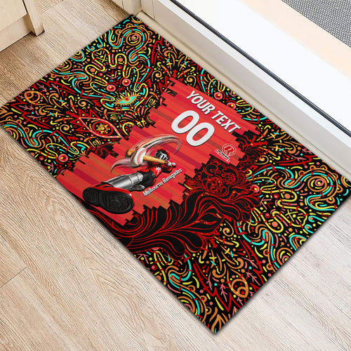 Personalized Melbourne Renegades Cricket Rubber Doormat Hippie Psychedelic Pattern Vibrant Mandala Art Style