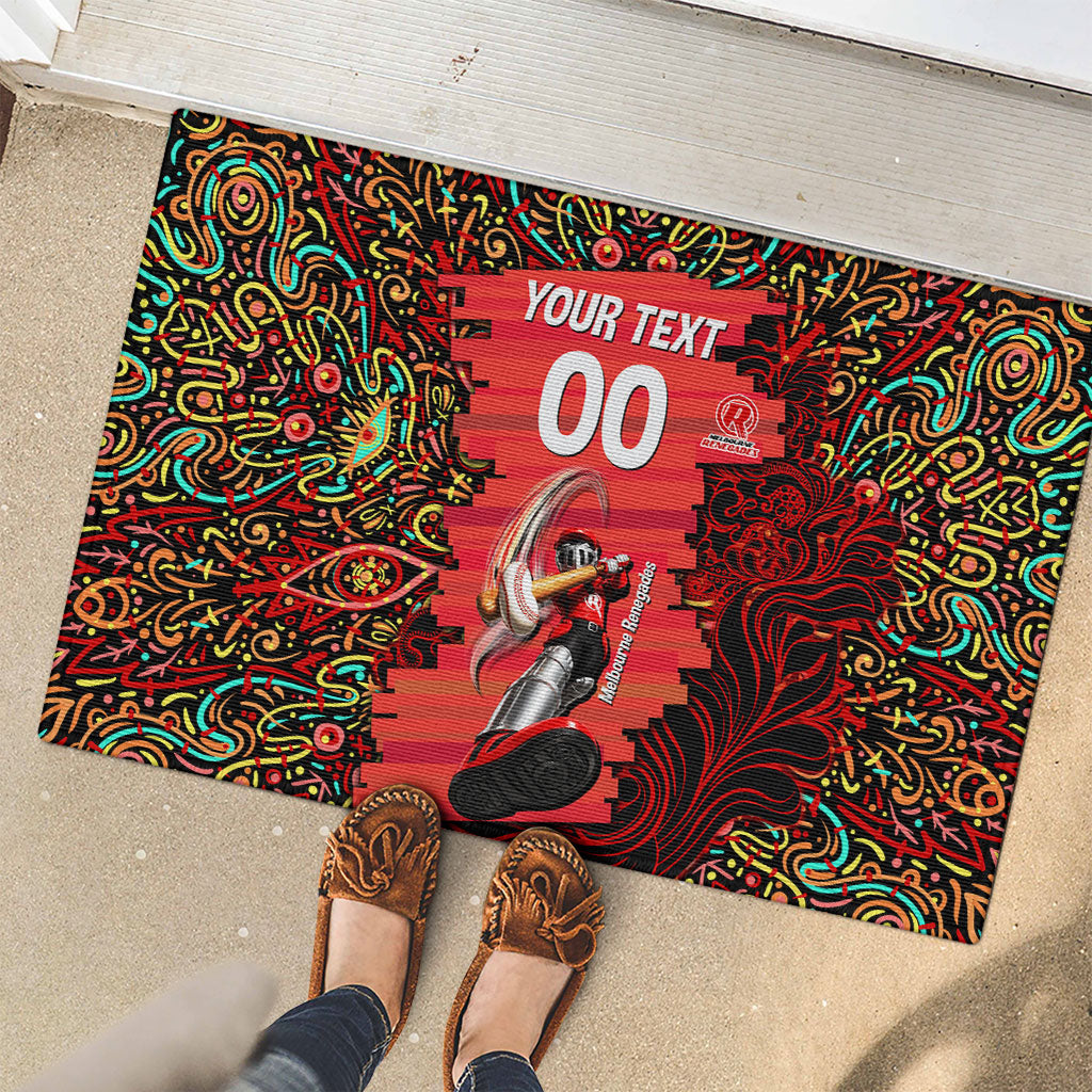 Personalized Melbourne Renegades Cricket Rubber Doormat Hippie Psychedelic Pattern Vibrant Mandala Art Style