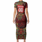 Personalized Melbourne Renegades Cricket Short Sleeve Bodycon Dress Hippie Psychedelic Pattern Vibrant Mandala Art Style