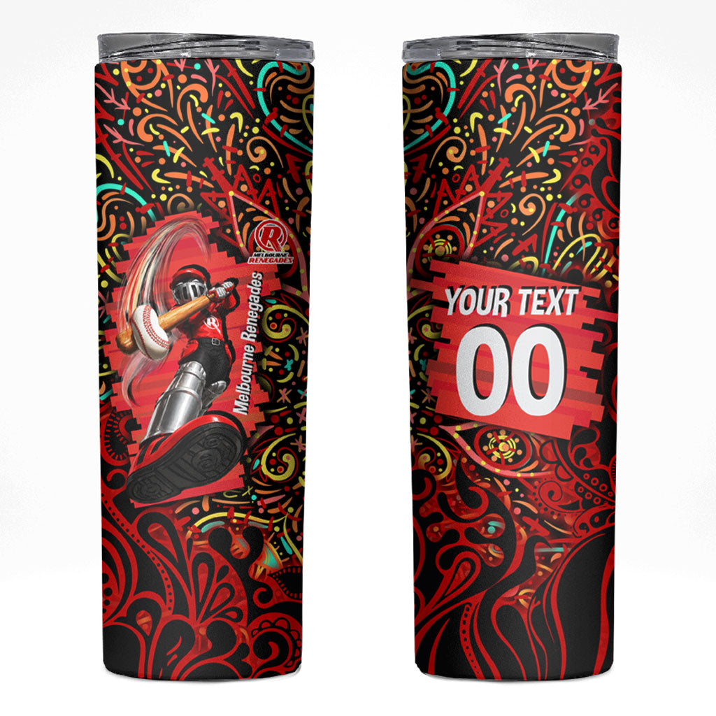 Personalized Melbourne Renegades Cricket Skinny Tumbler Hippie Psychedelic Pattern Vibrant Mandala Art Style