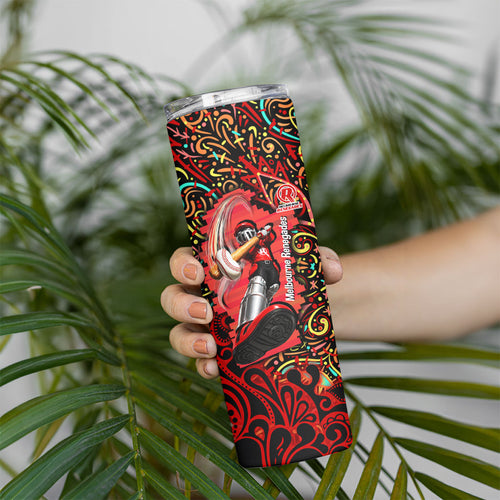 Personalized Melbourne Renegades Cricket Skinny Tumbler Hippie Psychedelic Pattern Vibrant Mandala Art Style