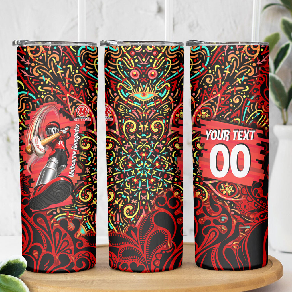 Personalized Melbourne Renegades Cricket Skinny Tumbler Hippie Psychedelic Pattern Vibrant Mandala Art Style