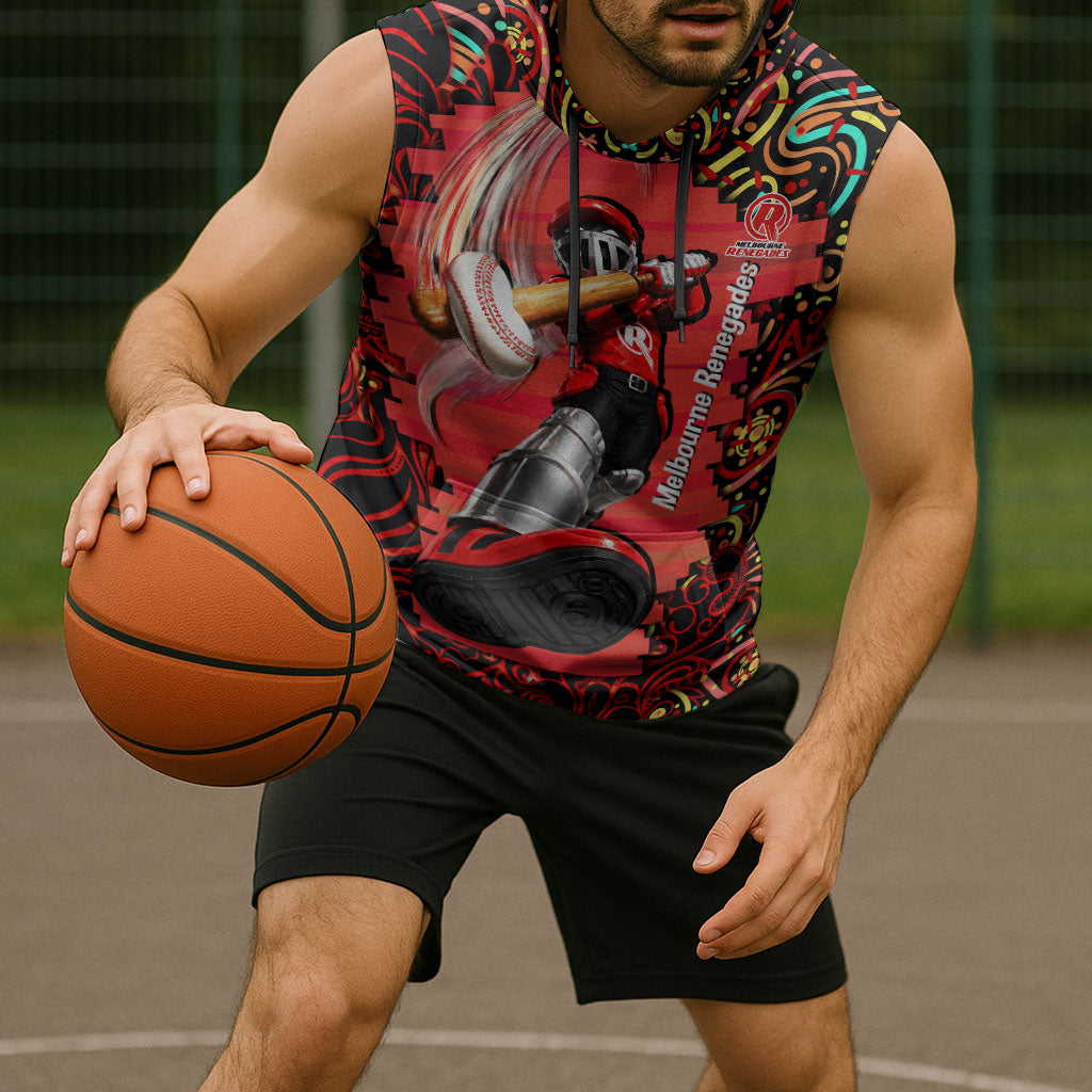Personalized Melbourne Renegades Cricket Sleeveless Hoodie Hippie Psychedelic Pattern Vibrant Mandala Art Style