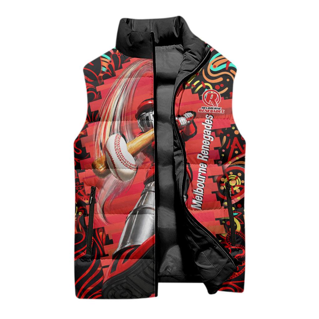 Personalized Melbourne Renegades Cricket Sleeveless Puffer Jacket Hippie Psychedelic Pattern Vibrant Mandala Art Style
