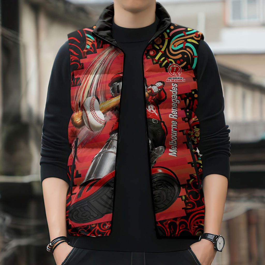 Personalized Melbourne Renegades Cricket Sleeveless Puffer Jacket Hippie Psychedelic Pattern Vibrant Mandala Art Style