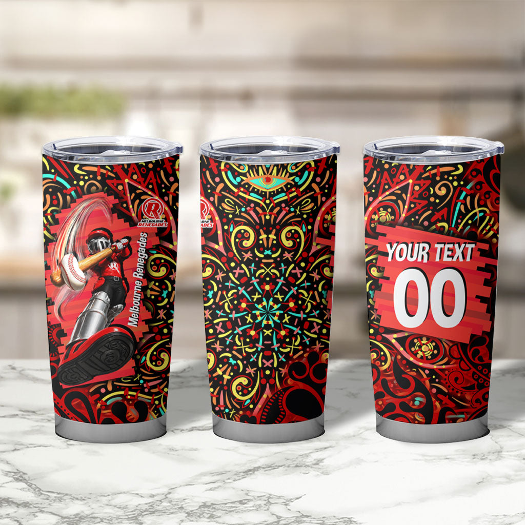 Personalized Melbourne Renegades Cricket Tumbler Cup Hippie Psychedelic Pattern Vibrant Mandala Art Style