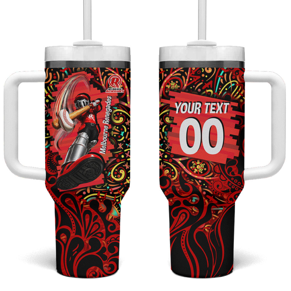 Personalized Melbourne Renegades Cricket Tumbler With Handle Hippie Psychedelic Pattern Vibrant Mandala Art Style