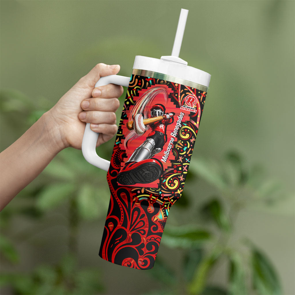 Personalized Melbourne Renegades Cricket Tumbler With Handle Hippie Psychedelic Pattern Vibrant Mandala Art Style