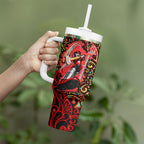 Personalized Melbourne Renegades Cricket Tumbler With Handle Hippie Psychedelic Pattern Vibrant Mandala Art Style
