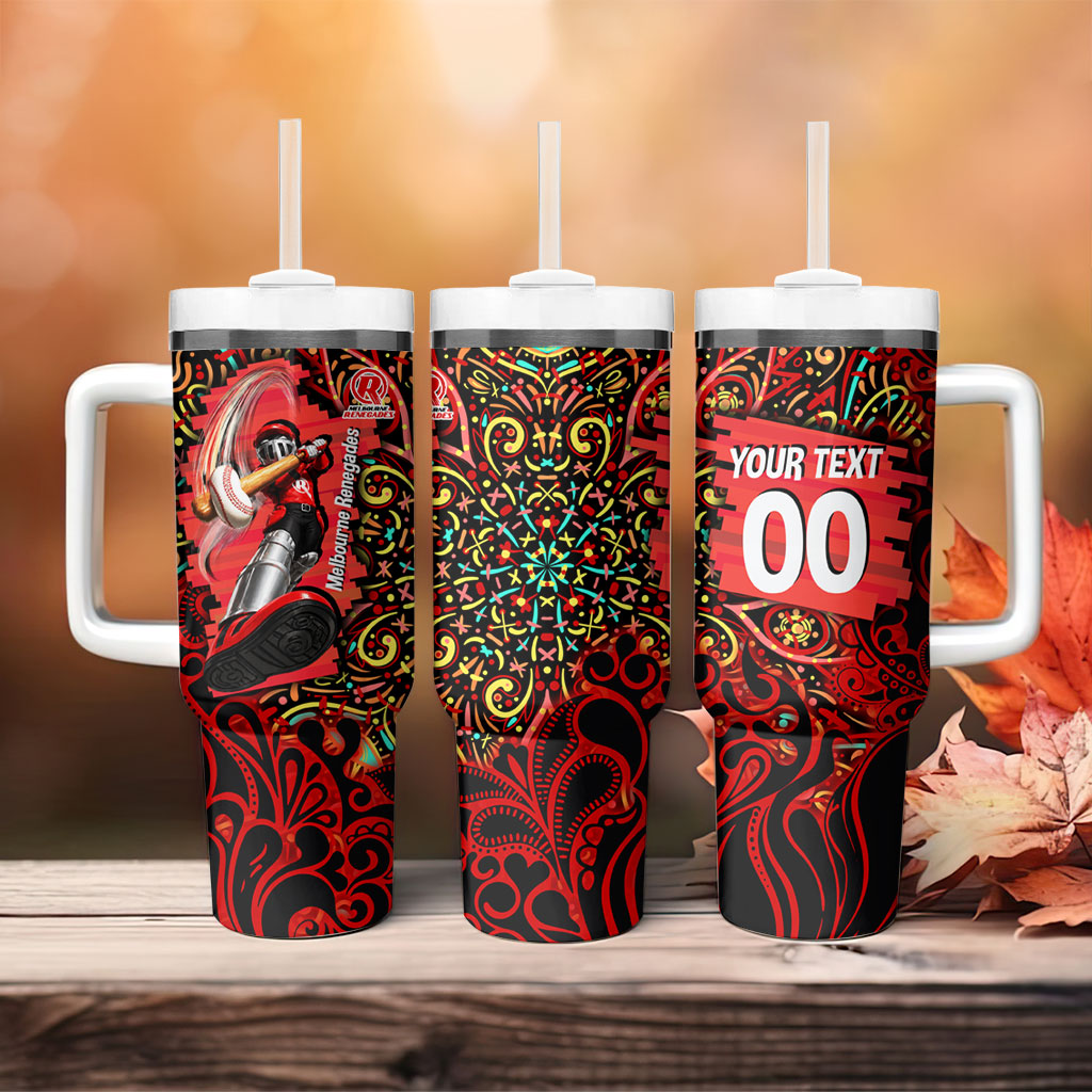 Personalized Melbourne Renegades Cricket Tumbler With Handle Hippie Psychedelic Pattern Vibrant Mandala Art Style