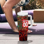 Personalized Melbourne Renegades Cricket Tumbler With Handle Hippie Psychedelic Pattern Vibrant Mandala Art Style
