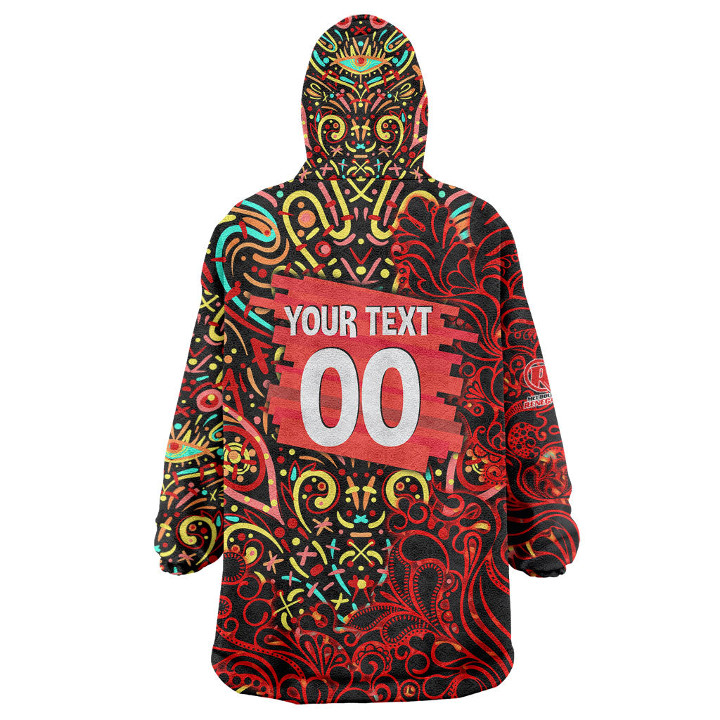 Personalized Melbourne Renegades Cricket Wearable Blanket Hoodie Hippie Psychedelic Pattern Vibrant Mandala Art Style
