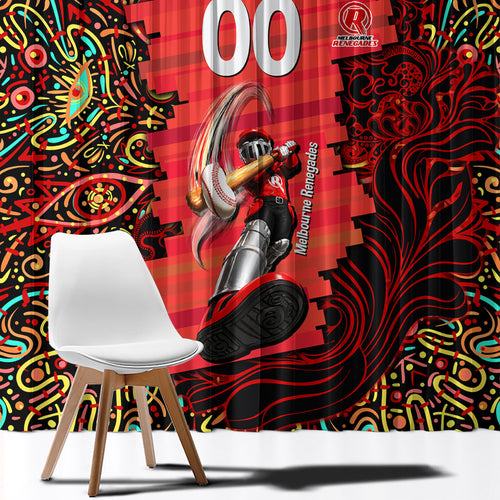 Personalized Melbourne Renegades Cricket Window Curtain Hippie Psychedelic Pattern Vibrant Mandala Art Style