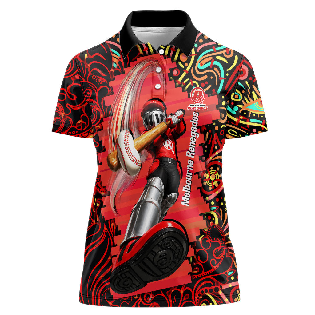 Personalized Melbourne Renegades Cricket Women Polo Shirt Hippie Psychedelic Pattern Vibrant Mandala Art Style