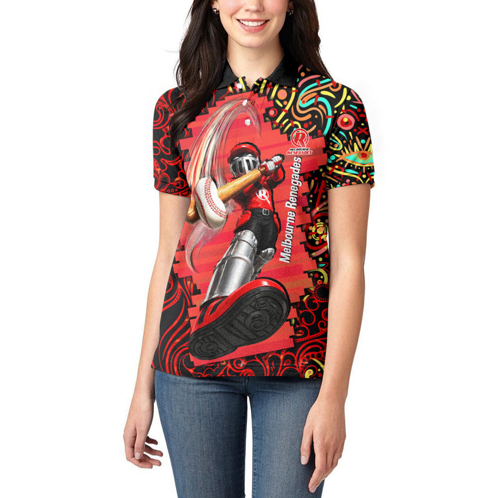 Personalized Melbourne Renegades Cricket Women Polo Shirt Hippie Psychedelic Pattern Vibrant Mandala Art Style