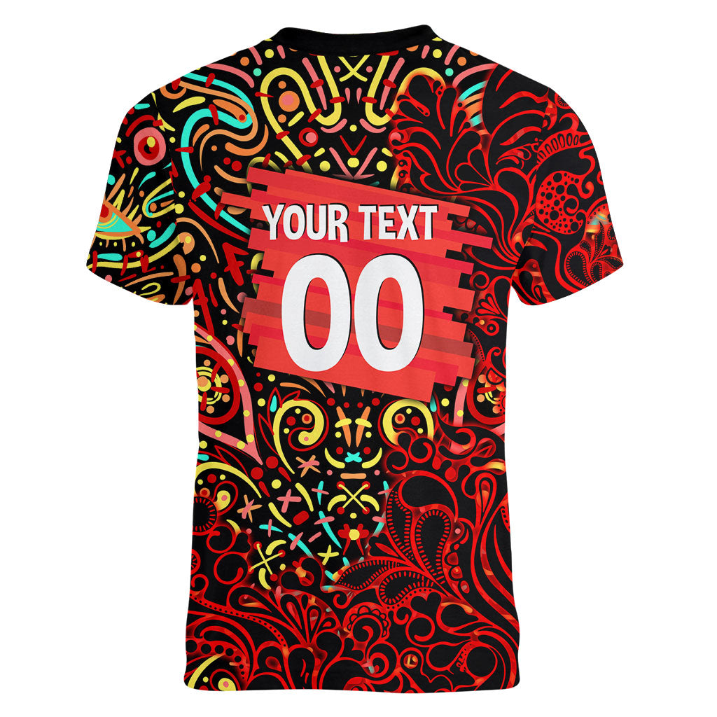 Personalized Melbourne Renegades Cricket Women V-Neck T-Shirt Hippie Psychedelic Pattern Vibrant Mandala Art Style