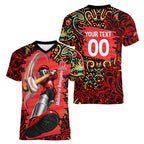 Personalized Melbourne Renegades Cricket Women V-Neck T-Shirt Hippie Psychedelic Pattern Vibrant Mandala Art Style