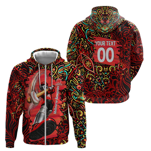 Personalized Melbourne Renegades Cricket Zip Hoodie Hippie Psychedelic Pattern Vibrant Mandala Art Style