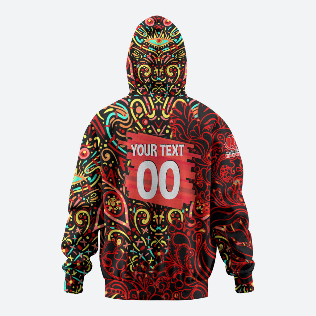 Personalized Melbourne Renegades Cricket Zip Hoodie Hippie Psychedelic Pattern Vibrant Mandala Art Style