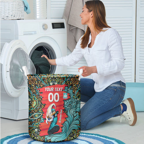 Personalized Brisbane Heat Cricket Laundry Basket Hippie Psychedelic Pattern Vibrant Mandala Art Style