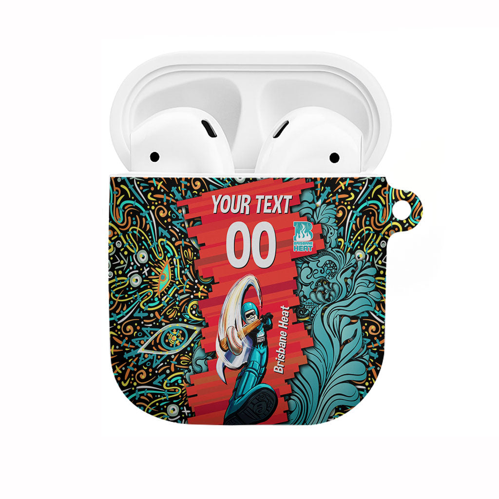 Personalized Brisbane Heat Cricket AirPods Case Hippie Psychedelic Pattern Vibrant Mandala Art Style