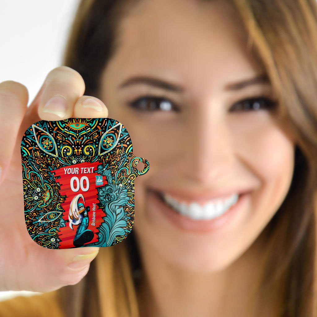 Personalized Brisbane Heat Cricket AirPods Case Hippie Psychedelic Pattern Vibrant Mandala Art Style