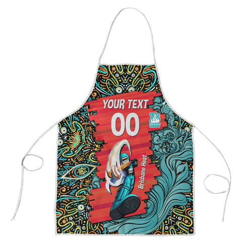 Personalized Brisbane Heat Cricket Apron Hippie Psychedelic Pattern Vibrant Mandala Art Style