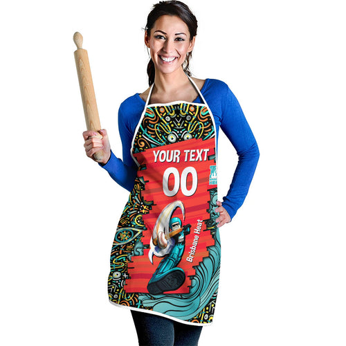 Personalized Brisbane Heat Cricket Apron Hippie Psychedelic Pattern Vibrant Mandala Art Style