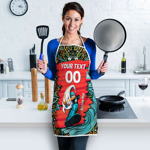 Personalized Brisbane Heat Cricket Apron Hippie Psychedelic Pattern Vibrant Mandala Art Style