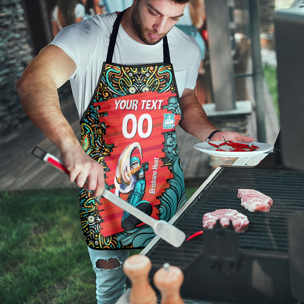 Personalized Brisbane Heat Cricket Apron Hippie Psychedelic Pattern Vibrant Mandala Art Style