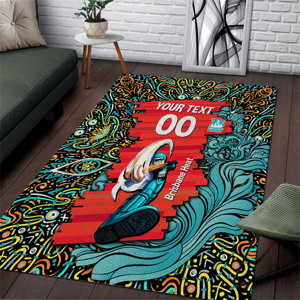 Personalized Brisbane Heat Cricket Area Rug Hippie Psychedelic Pattern Vibrant Mandala Art Style