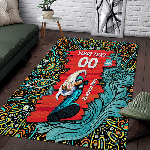 Personalized Brisbane Heat Cricket Area Rug Hippie Psychedelic Pattern Vibrant Mandala Art Style