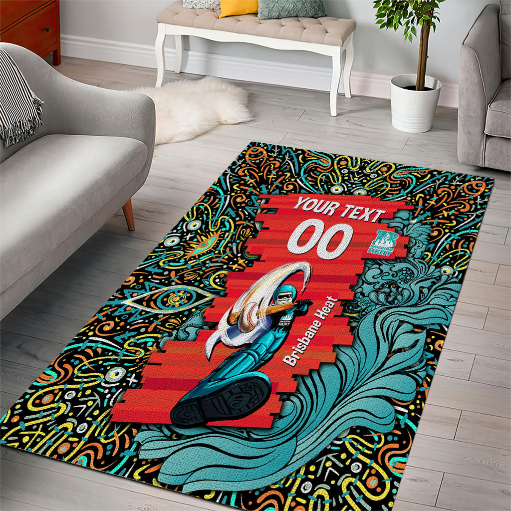Personalized Brisbane Heat Cricket Area Rug Hippie Psychedelic Pattern Vibrant Mandala Art Style